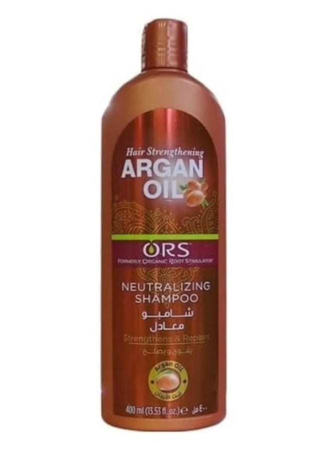 ORS Argan Oil Neutralizing Shampoo (400ml) - pH Balancing Treatment with Color Signal - Deep Cleansing & Moisture - For Relaxed & Chemically Treated Hair - Image 1